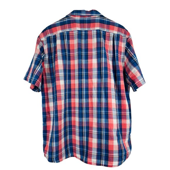 Cremieux Classics Mens XL Plaid Short-Sleeve Button-Up Shirt 100% Cotton Red & B - Picture 2 of 14